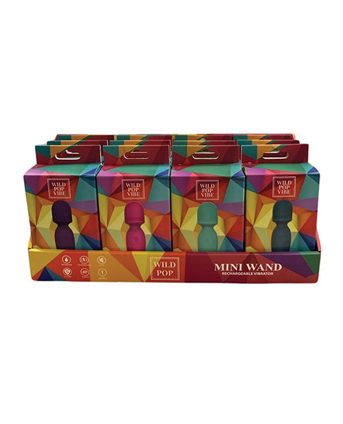 Wild Pop Vibe Mini Wand Display compact rechargeable vibrator waterproof silicone for discreet clitoral stimulation