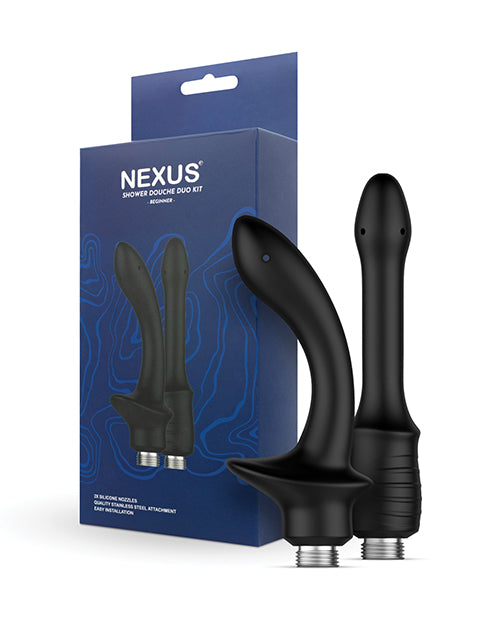 Nexus Anal Products Shower Douche Kit with C-Shaped and Classic Silicone Nozzles for Intimate Hygienic Cleansing