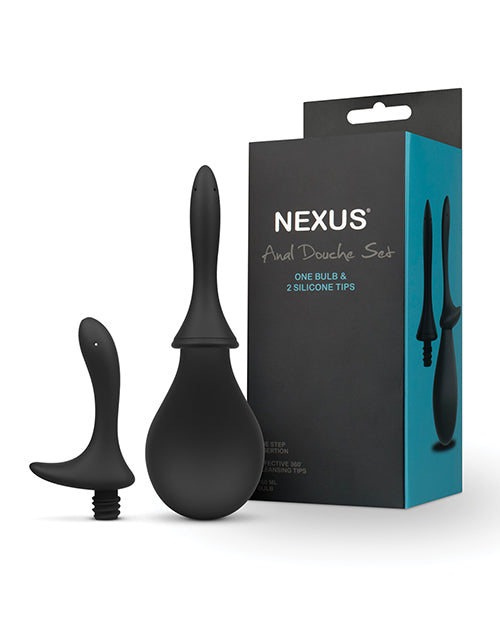Nexus Anal Douche Set with Firm Flexible Silicone Tips and 260ml Bulb for Intimate Hygienic Cleansing