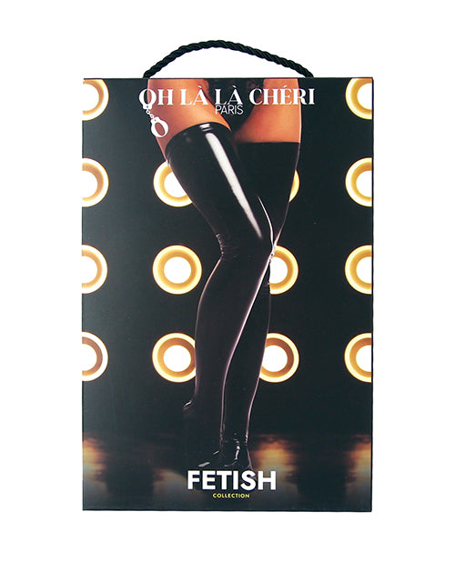Fetish by Oh la la Cheri Lingerie Vinyl Thigh Highs Wet-Look Black XL for Statement Fetish Style and Comfortable Fit