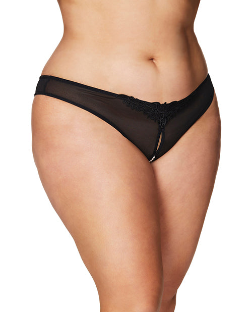 RSVP by Oh la la Cheri Plus Size Thong Lace Front Pearl Strand for Intimate Lingerie Comfort