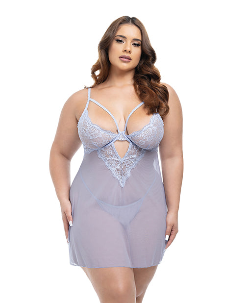 Oh La La Cheri Plus Size Babydoll Lace Mesh Adjustable Straps for Curvy Women’s Lingerie and Comfortable Wear