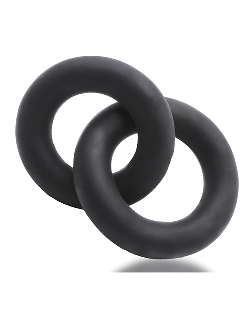 Double Cock Rings - Oxballs Silicone Cock & Ball Rings Velvet-Black Double Link Design for Versatile Intimate Play