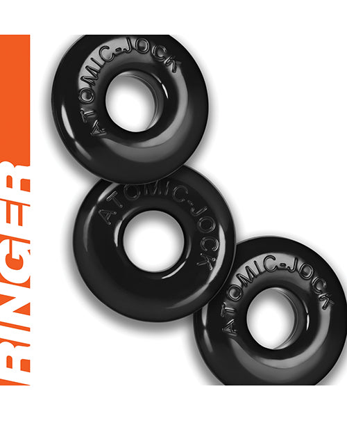 Oxballs Ringer Donut 1 Black 3-Pack Jelly Rings with Flat Interior