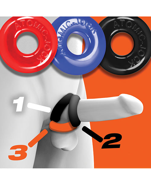 Oxballs Ringer Donut 1 Cock Ring Multicolored 3-Pack for Enhanced Bulge