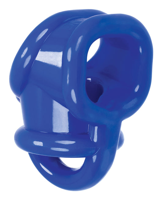 Oxballs ball split sling in Police Blue with FLEXtpr material and supportive strap for bulge enhancement