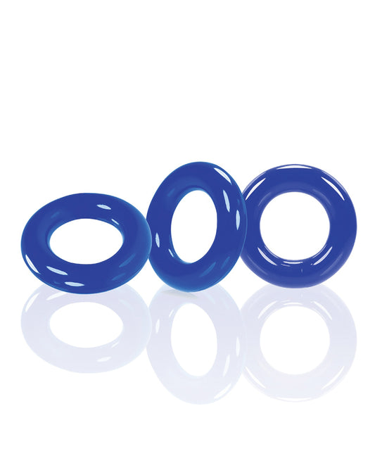 Oxballs Cock Ring 3-Pack Stretch Silicone Blue for Support and Enhanced Sensation