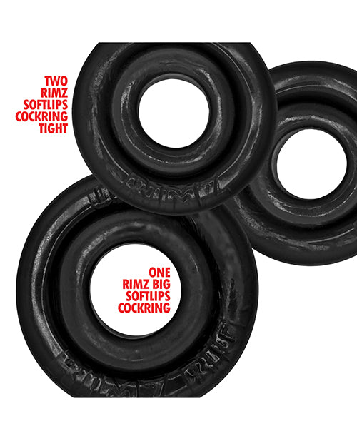 Oxballs Rimringz Multi Size 3 Pack Black Cock Rings