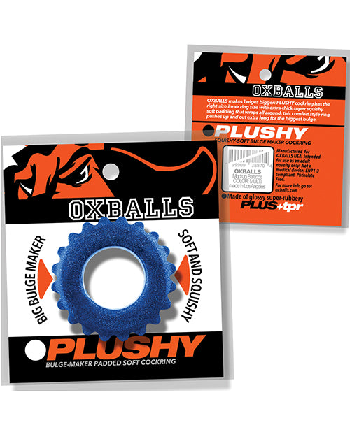Oxballs Plushy Single Ring in Blue Fire – Comfortable Silicone Cock Ring