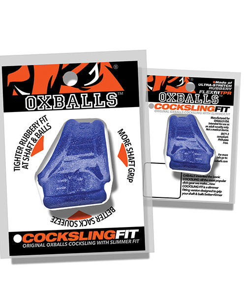 Oxballs Cocksling Fit - Blue Fire Silicone Cock Ring and Ball Sling