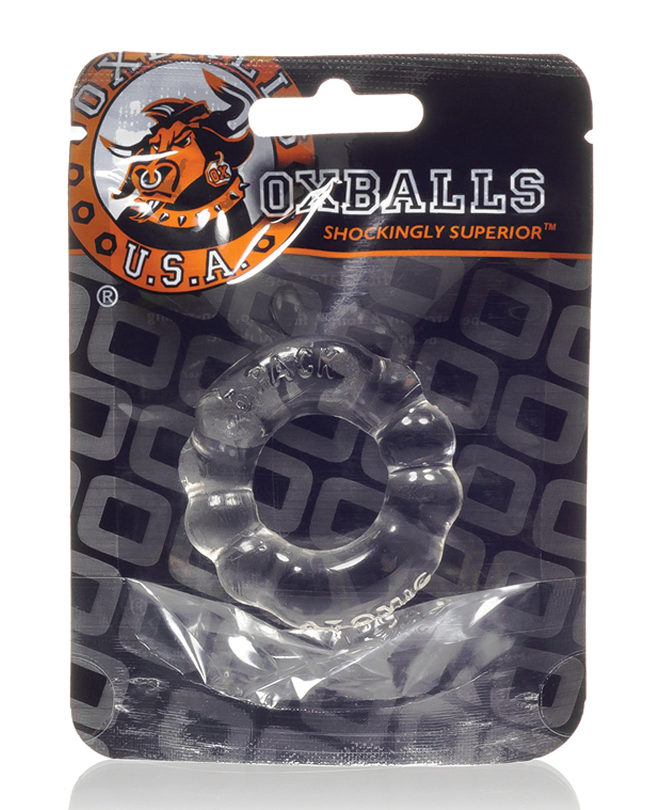 Oxballs Atomic Jock 6-Pack Shaped Clear Cockring with Super-Stretchy FlexTPR