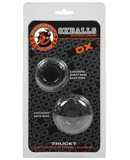 Oxballs TruckT Black 2-Pack Cock & Ball Rings with Dual Sizing