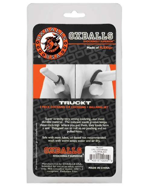 Oxballs TruckT Black 2-Pack Cock & Ball Rings with Dual Sizing