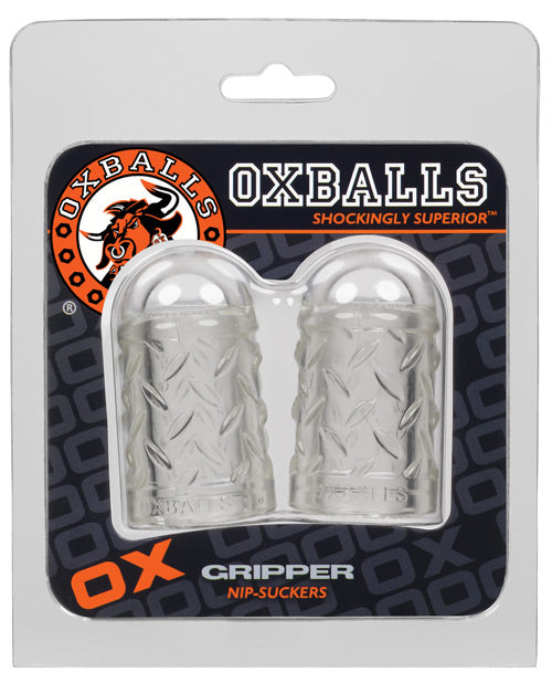 Oxballs Clear Gripper Nipple Suckers with Vacuum Seal and Diamond Plate Texture
