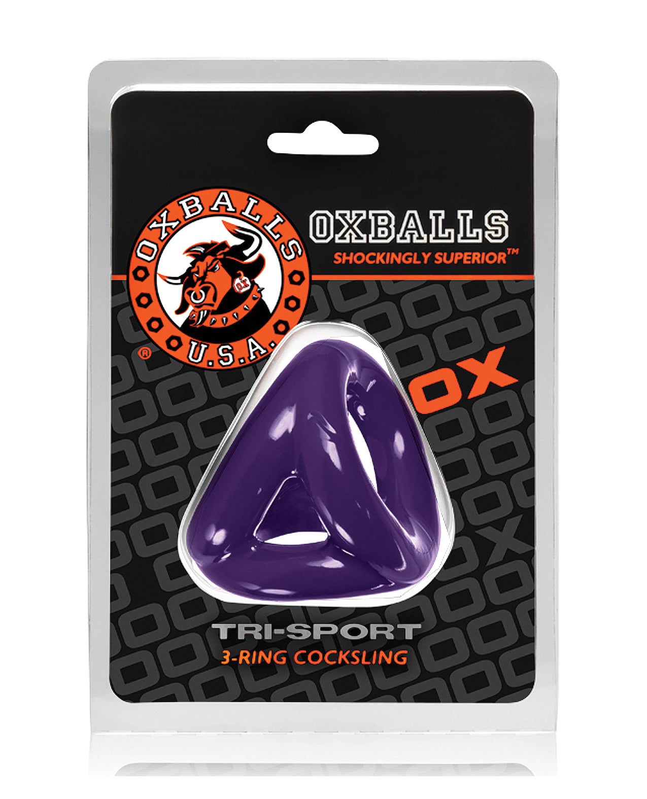 Oxballs Tri Sport Cocksling in Eggplant with 3-Ring Adjustable Support