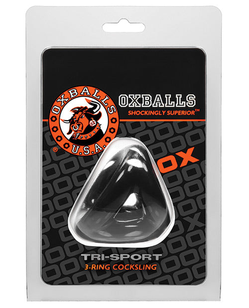 Oxballs Tri-Sport 3-Ring Sling Cockring with Adjustable Fit - Black