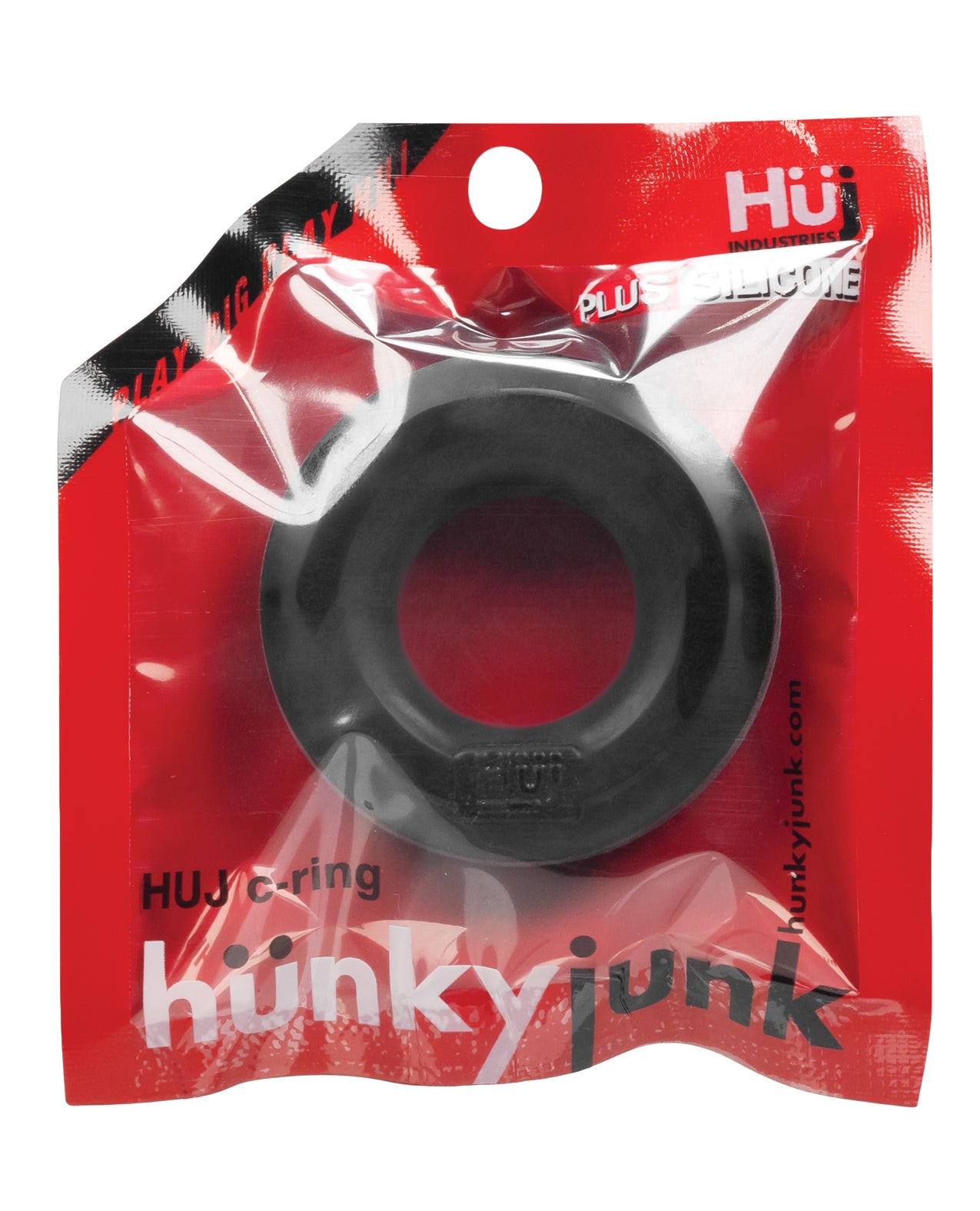 Hunky Junk Silicone C-Ring with Grooved Comfort in Tar