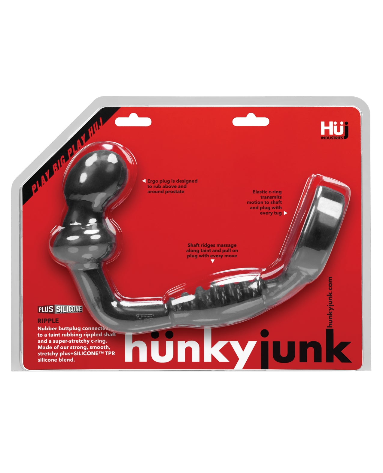 Ripple Asslock Anal Toy with Silicone C-Ring and Taint Massager