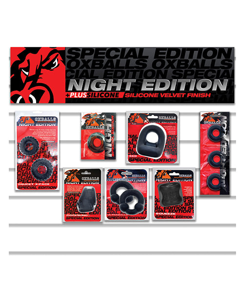 Oxballs Kit Planogram plus+SILICONE™ Cockrings Ballstretchers Night Color for Enhanced Comfort and Versatility