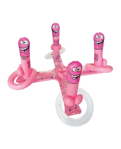 Ozze Inflatable Pecker Ring Toss Game with colorful rings for hilarious bachelorette party fun and group entertainment