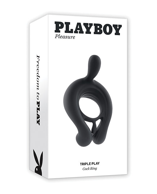Playboy Cock Ring with Three Vibrating Motors, Remote Control, and Soft Silicone for Penis Enhancement