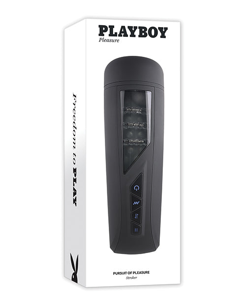 Playboy Stroker Clear Chamber Vibrating with Beaded Rings for Ultimate Male Stimulation