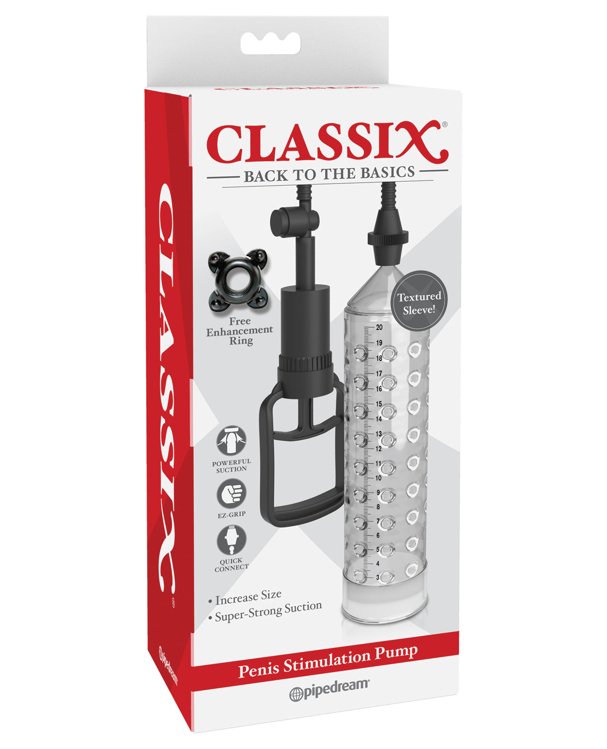 Classix Penis Enhancement Pump with EZ-Grip Trigger and Textured TPE Sleeve for Size Gain and Performance