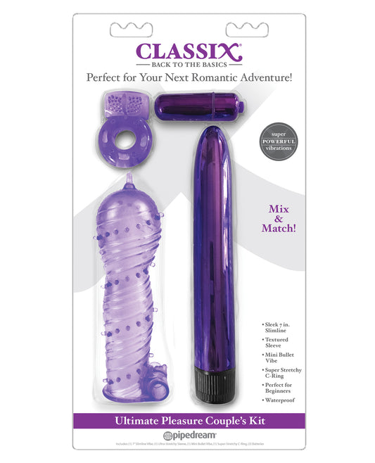 Classix Vibrator Couples Kit with Multi-Speed Vibrator, Textured Sleeve, and Bullet for Versatile Intimate Play