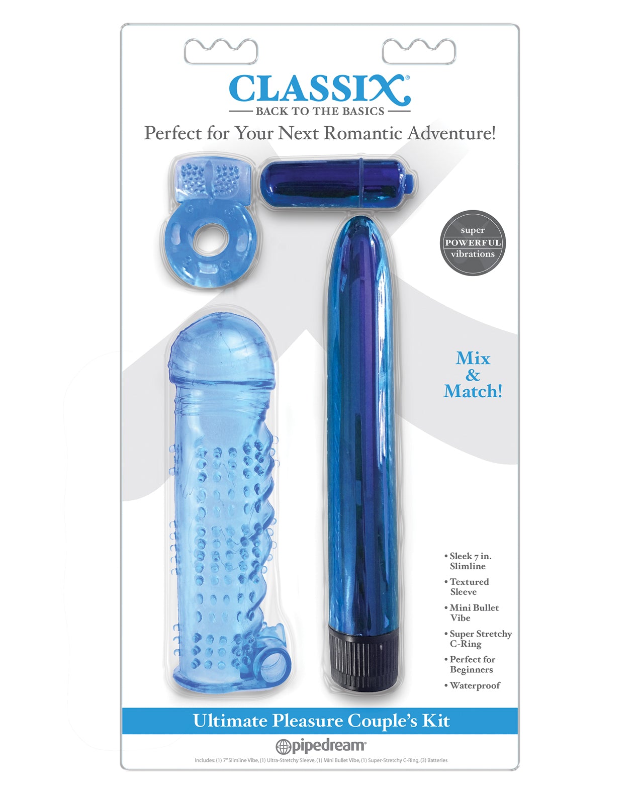 Classix Vibrators Couples Kit with Multi-Speed Vibe and Textured Sleeve for Shared Intimate Play