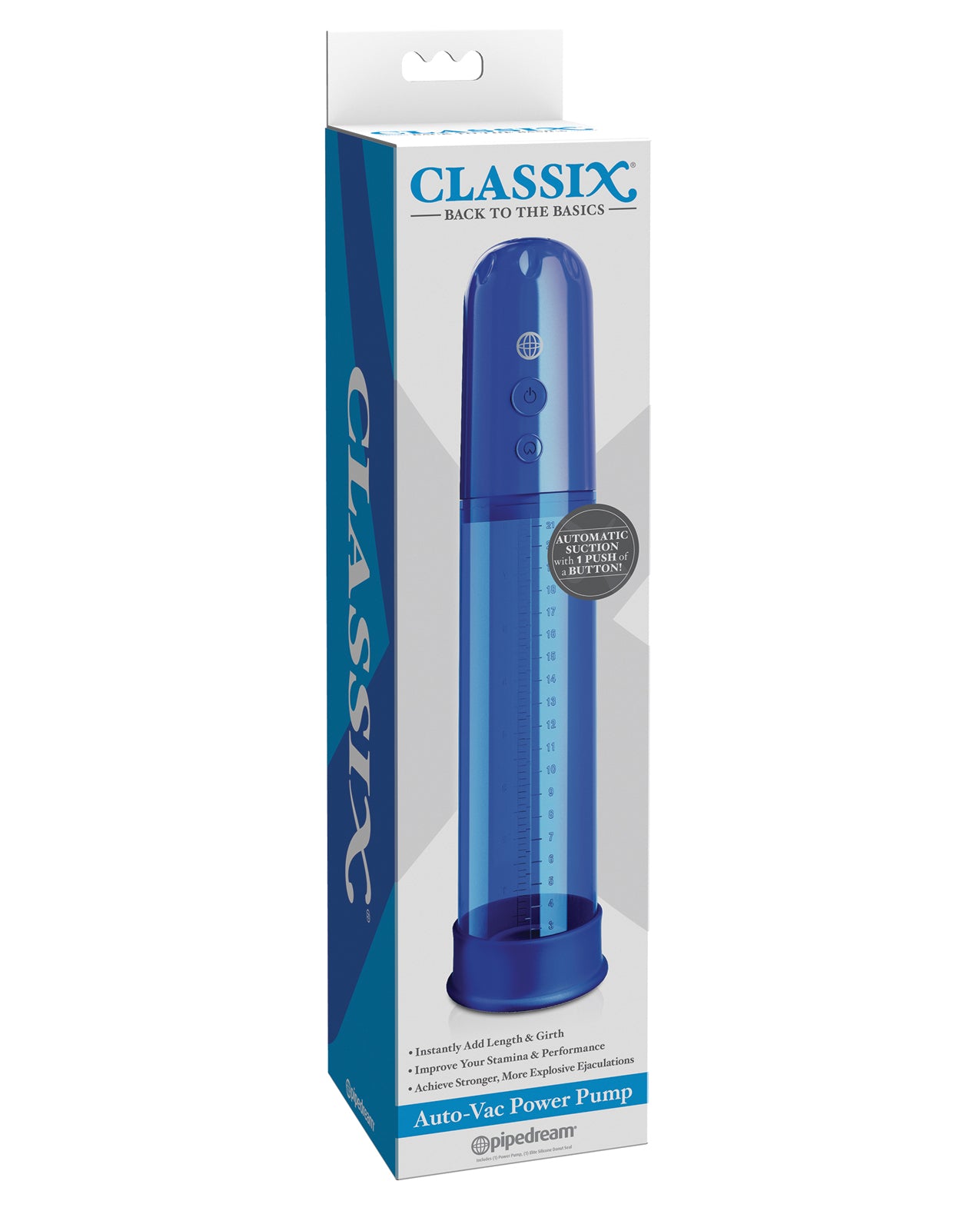 Classix Penis Enhancement Auto Vac Power Pump with Elite Silicone Donut for Effortless Enlargement