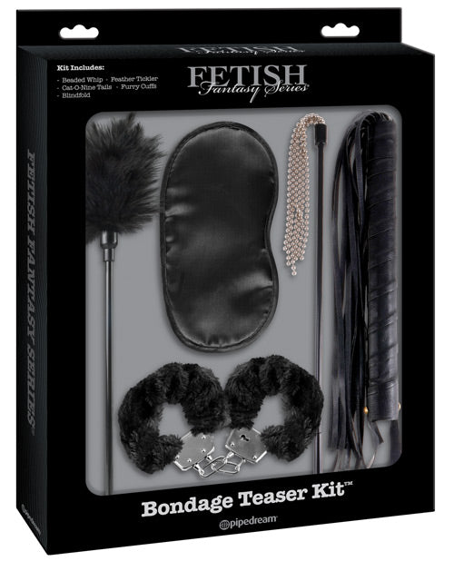 Fetish Fantasy Limited Edition Bondage Teaser Kit with Furry Cuffs and Satin Love Mask for Couples Sensory Play