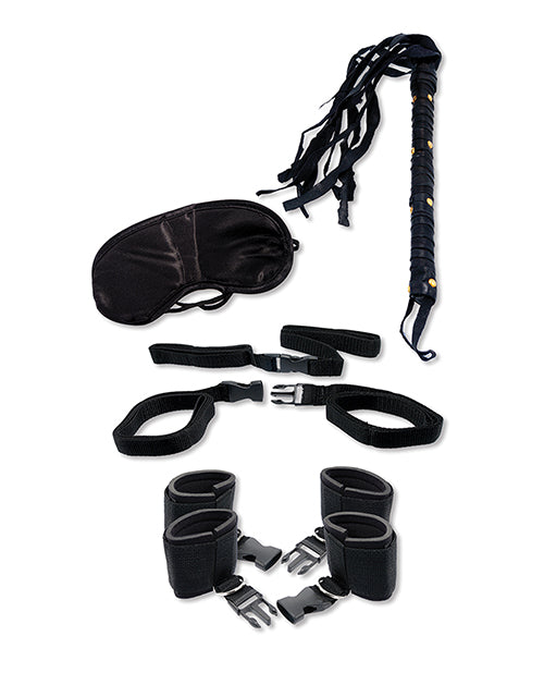 Bedroom Bondage Kit with Interlocking Restraints and Satin Blindfold
