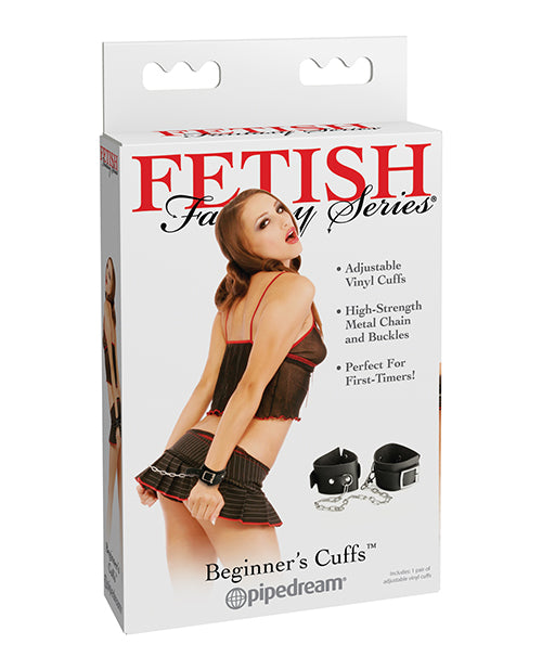 Fetish Fantasy Series Bondage Restraints Adjustable Leather Cuffs Metal Chain for Erotic Bedroom Play