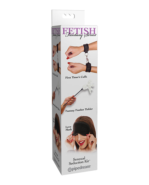 Fetish Fantasy Series Bondage Kit with Adjustable Cuffs Feather Tickler and Satin Blindfold for Couples Restraint Play
