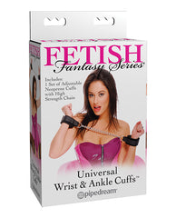 Fetish Fantasy Series Bondage Restraints Adjustable Neoprene Wrist & Ankle Cuffs with Heavy-Duty Chain for Secure Play
