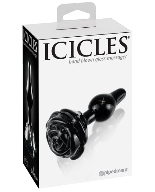 Icicles Hand-Blown Glass Butt Plug Unique Rose Shape Hypoallergenic Material for Elegant Anal Pleasure