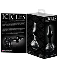 Icicles No. 77 Black Rose Hand-Blown Glass Butt Plug with Temperature Play