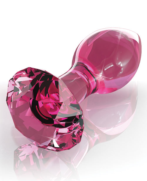 Hand-Blown Glass Diamond Butt Plug in Pink with Luxurious Detail