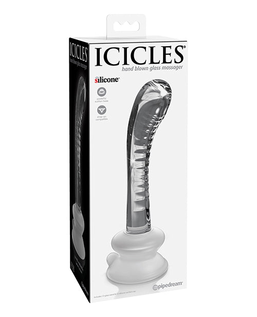 Icicles Glass G-Spot Massager Hand-Blown with Removable Silicone Suction Cup for Enhanced Solo and Partner Stimulation