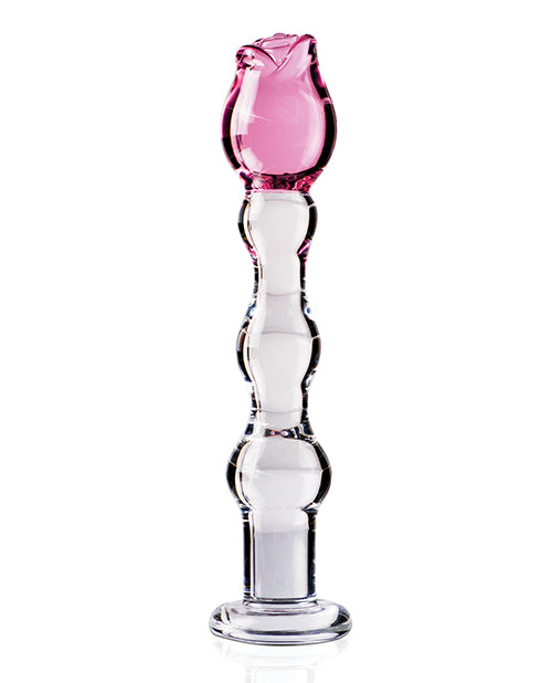 Icicles No. 12 Clear Glass Massager with Rose Tip