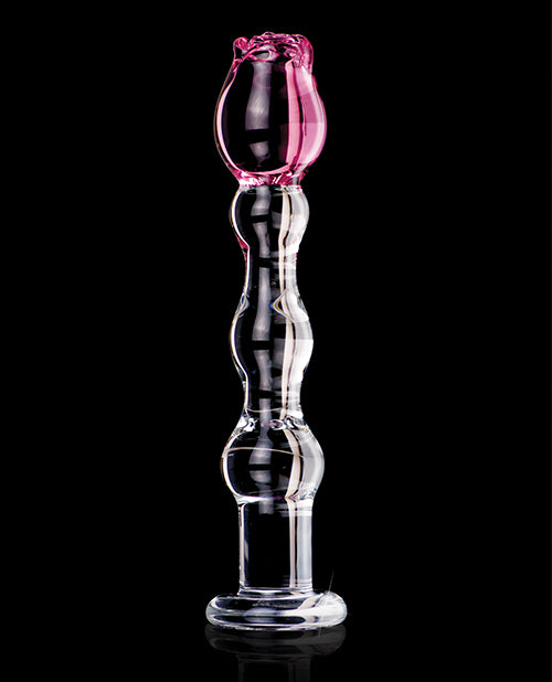 Icicles No. 12 Clear Glass Massager with Rose Tip
