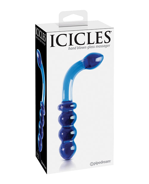 Icicles Hand Blown Glass Massager Blue Hypoallergenic Nonporous for G Spot Stimulation