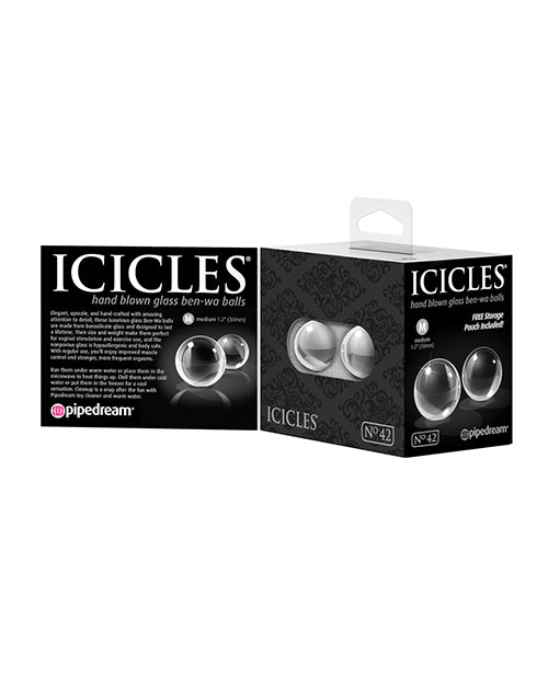 Icicles Hand-Blown Glass Medium Ben Wa Balls with Luxurious Detail