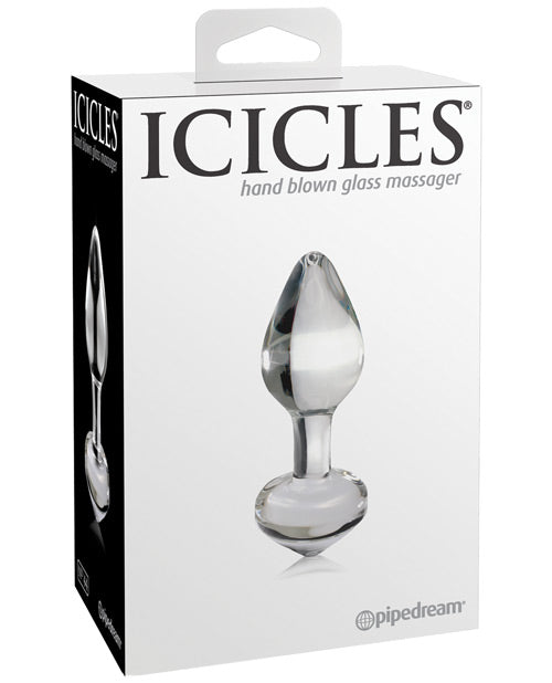 Icicles Glass Butt Plug with Tapered Tip and Ergonomic Base for Comfortable Anal Play