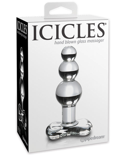 Icicles Glass Butt Plug with Tapered Tip and Graduated Bulbs for Comfortable Anal Stimulation