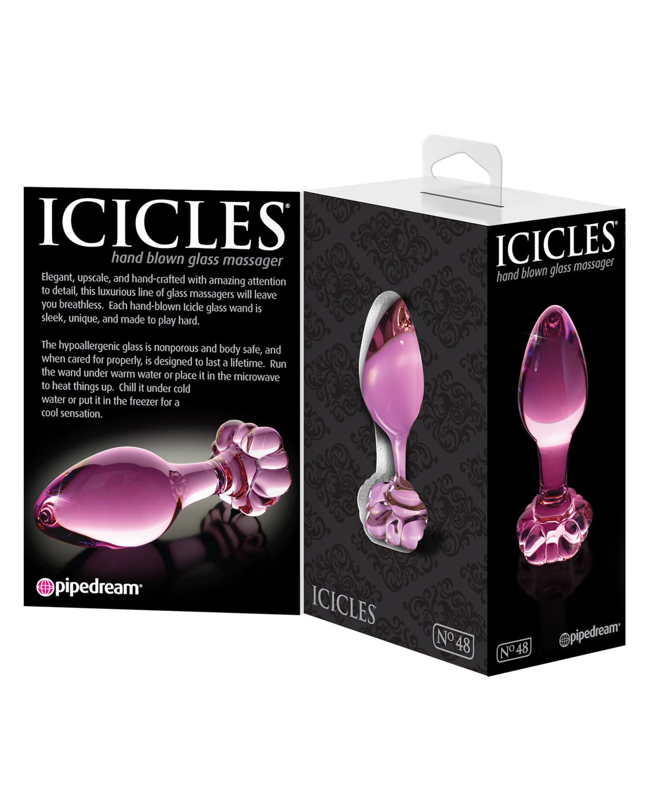 Icicles No. 48 Pink Glass Butt Plug with Tapered Tip