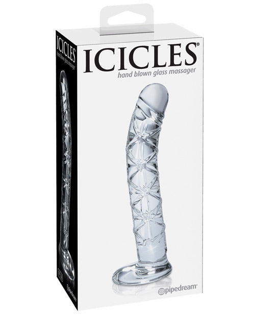 Icicles Glass G Spot Dong Ribbed Shaft Curved Tip for Enhanced Internal Stimulation
