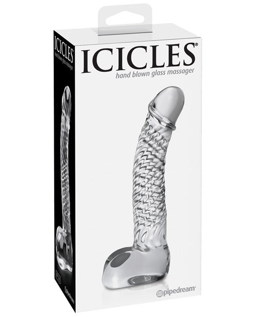 Icicles Glass G Spot Dong Hand-blown Ribbed Shaft Curved Design for Targeted Stimulation