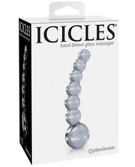 Icicles Glass G Spot Massager with Graduated Beaded Shaft Curved Design for Targeted Stimulation