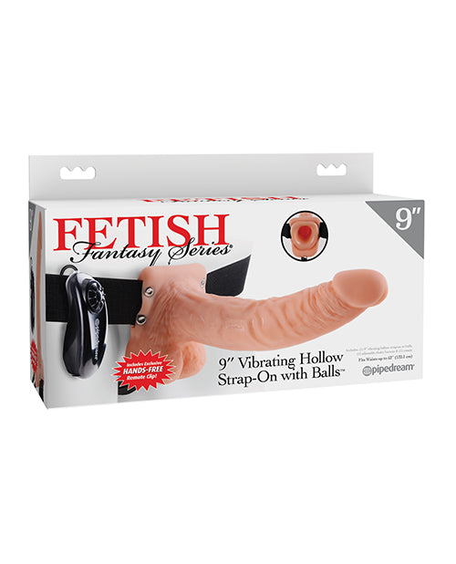 Fetish Fantasy Series Strap-On Vibrating Hollow 9-Inch Dildo with Adjustable Harness for Extended Couples Play